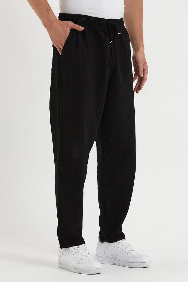 Erkek Siyah Basic Relaxed Fit Jogger Pantolon - 6