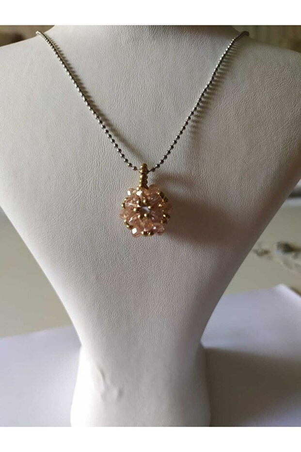 Cevşen Necklace with Chain / Handcrafted Crystal Bead Knitted /