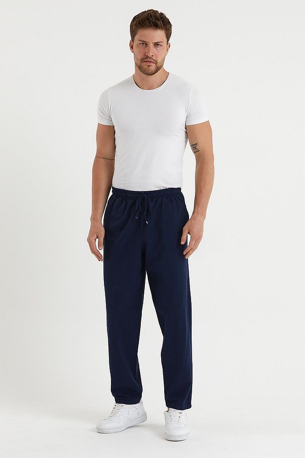Erkek Lacivert Basic Relaxed Fit Jogger Pantolon - 3