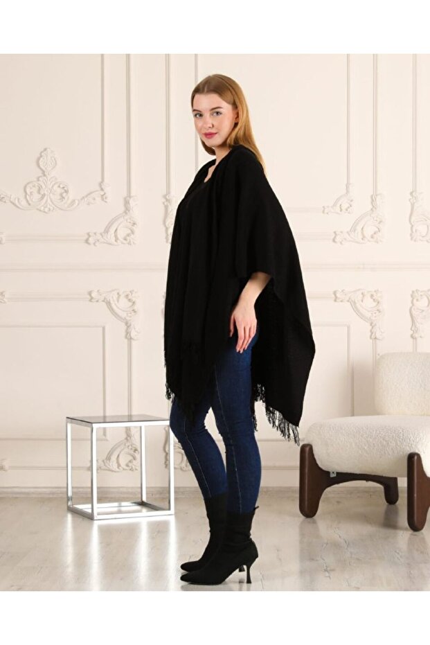 BLUZ ŞEKLİNDE TRİKO PANÇO - 2