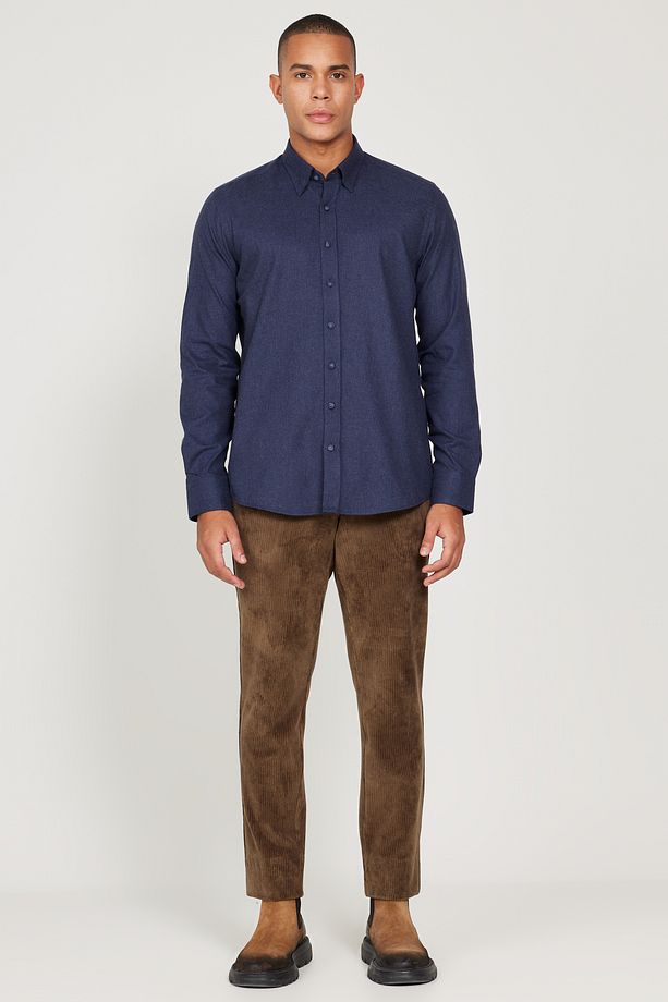 Erkek Haki Slim Fit Dar Kesim Beli Bağlamalı Pantolon - 2