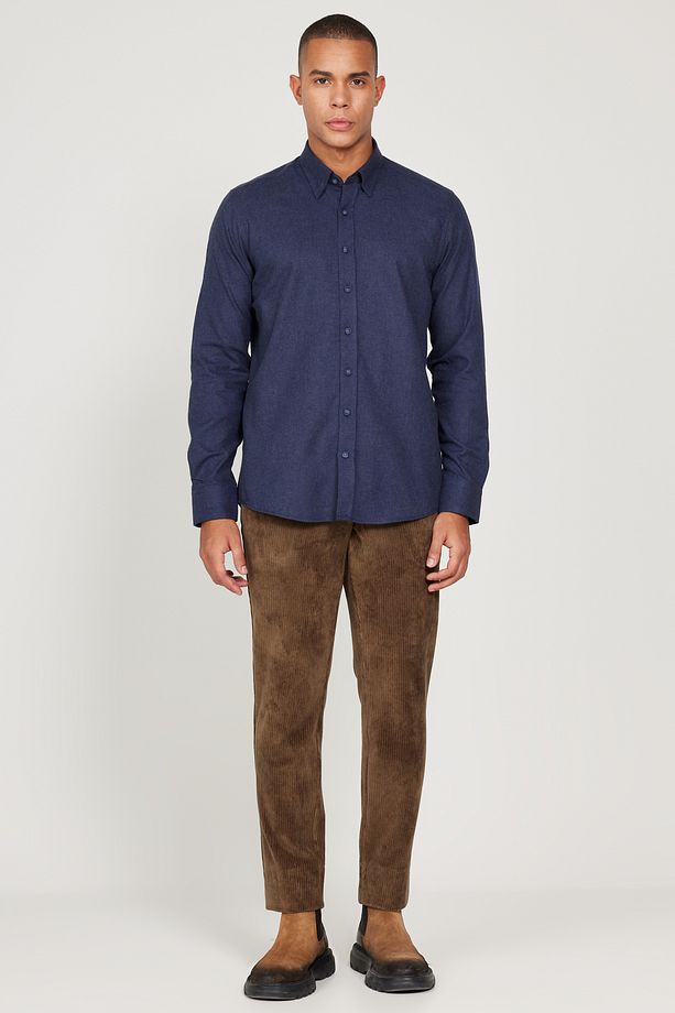 Erkek Haki Slim Fit Dar Kesim Beli Bağlamalı Pantolon - 4