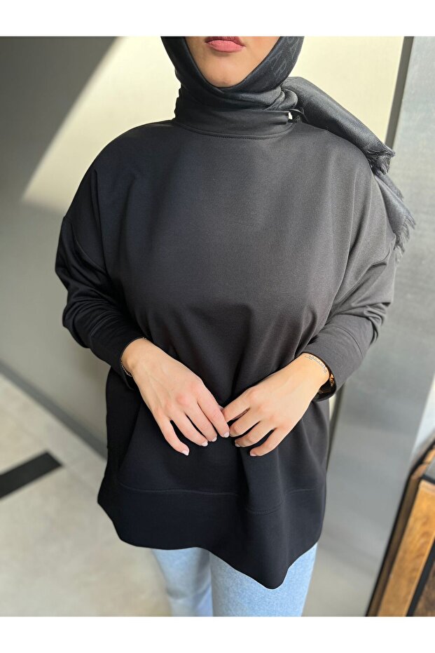 Scuba Yandan Yırtmaçlı Sweat Bluz - 4