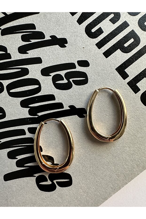 Gold Oval Küpe - 3