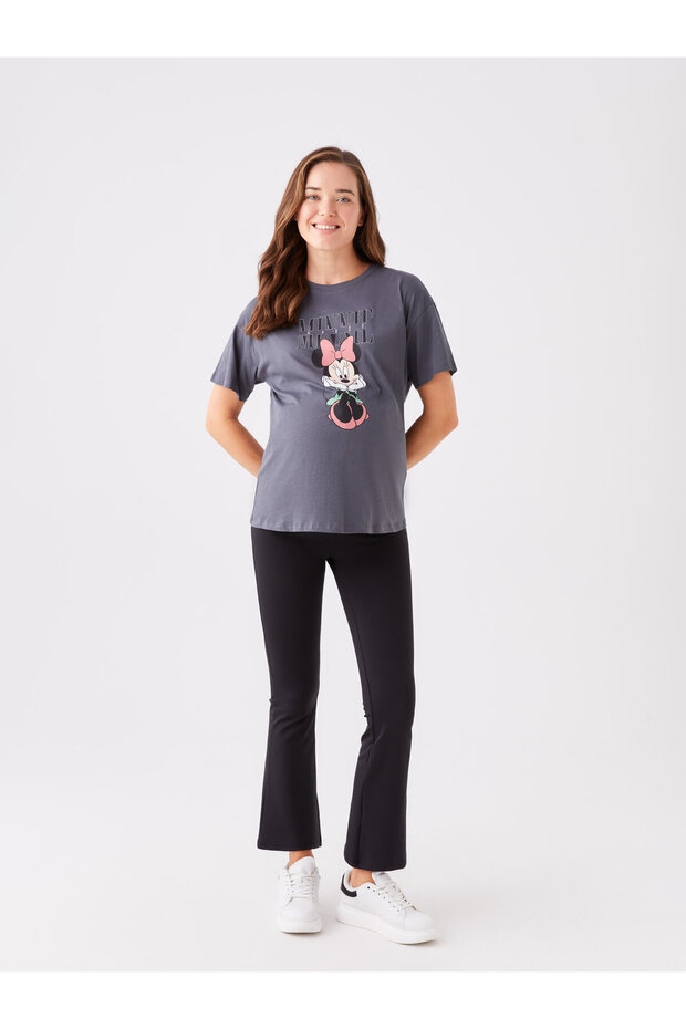 Plain Maternity Leggings with Abdominal Panel and Elastic Waist - 1