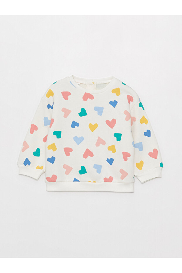 Crew Neck Long Sleeve Printed Baby Girl Sweatshirt
