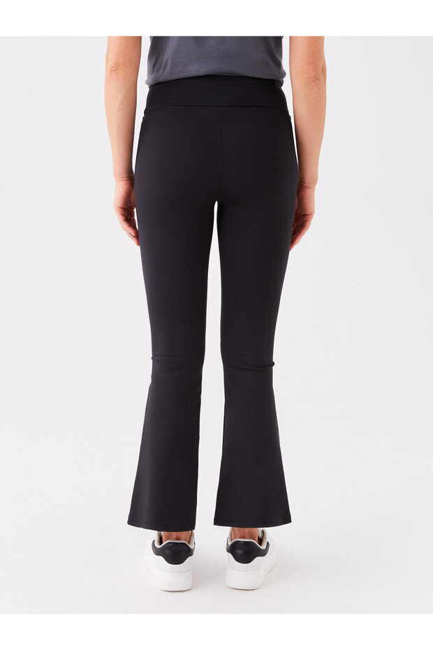 Plain Maternity Leggings with Abdominal Panel and Elastic Waist - 4