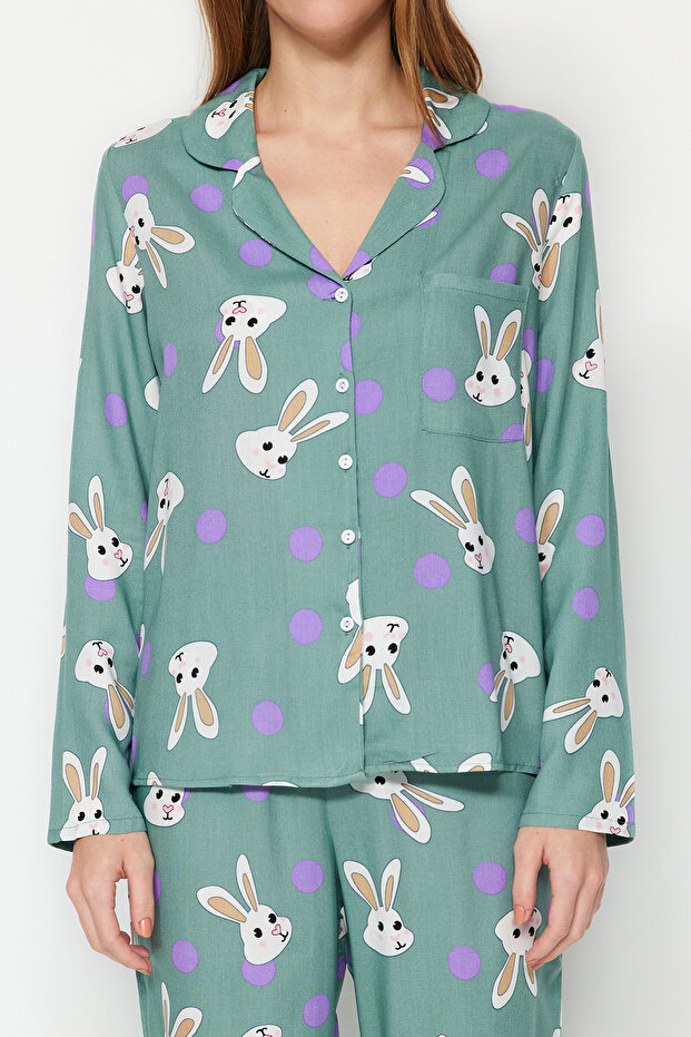 Vícebarevná sada pyžama s viskózovým potiskem Thmaw21Pt0048 - 6