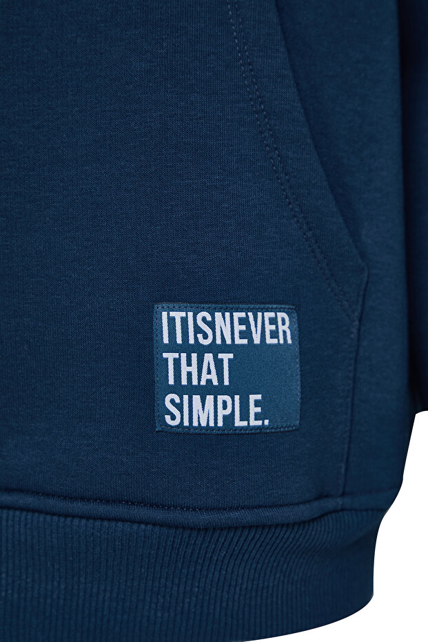 Bluza z kapturem z polaru w kolorze indygo w dużym rozmiarze - TMNAW24AO00000 - 7