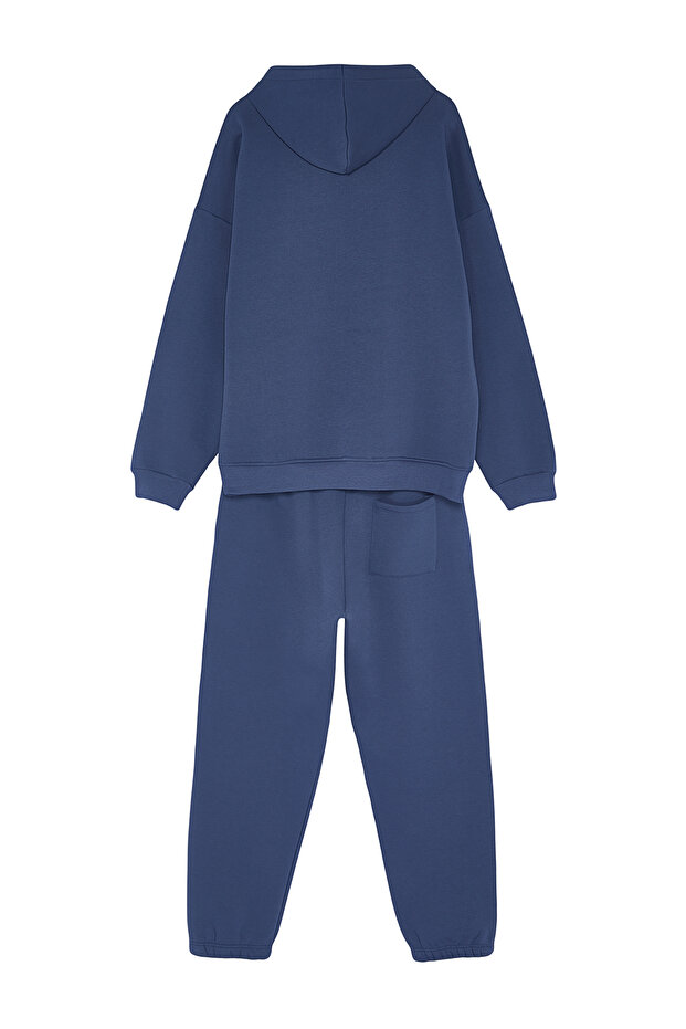 Soluk Indigo Regular Kesim Kapüşonlu Sıcak Tutan Sweatshirt Eşofman Takım TMNAW24EM00002 - 8