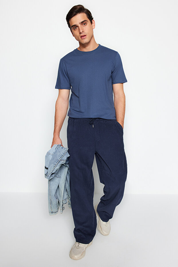 Gri-Ekru-Indigo Slim/Dar Kesim Bisiklet Yaka Basic %100 Pamuklu 3'lü Paket T-Shirt TMNSS19BO0007 - 4