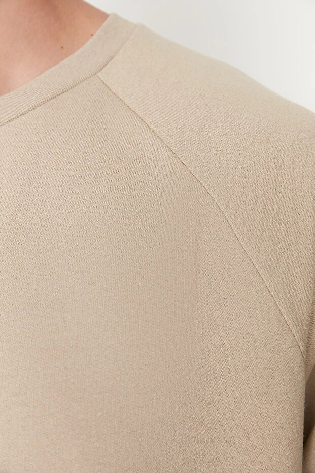 Béžová Large Size Crew Oversize/Wide Cut Fleece Inside/ Teplá mikina Tmnaw24Ao00007 - 5