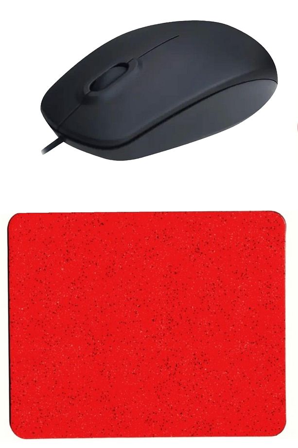 Kırmızı Mouse Pad+ Kablolu Mouse Bilgisayar Faresi Notebook PC Windows XP 7 10 11 Mac Uyumlu Mause - 1