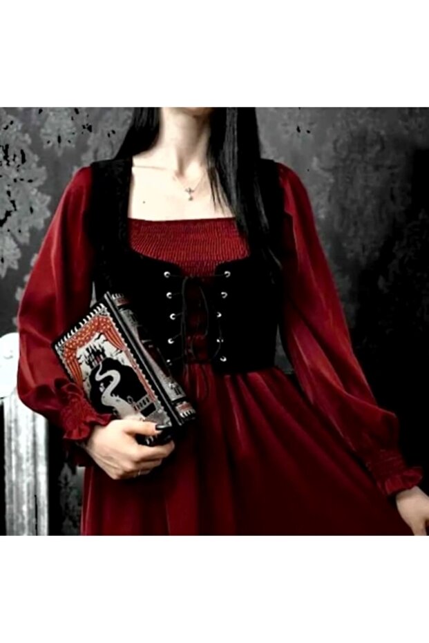 İpek Kadife Vintage Yelek - 1