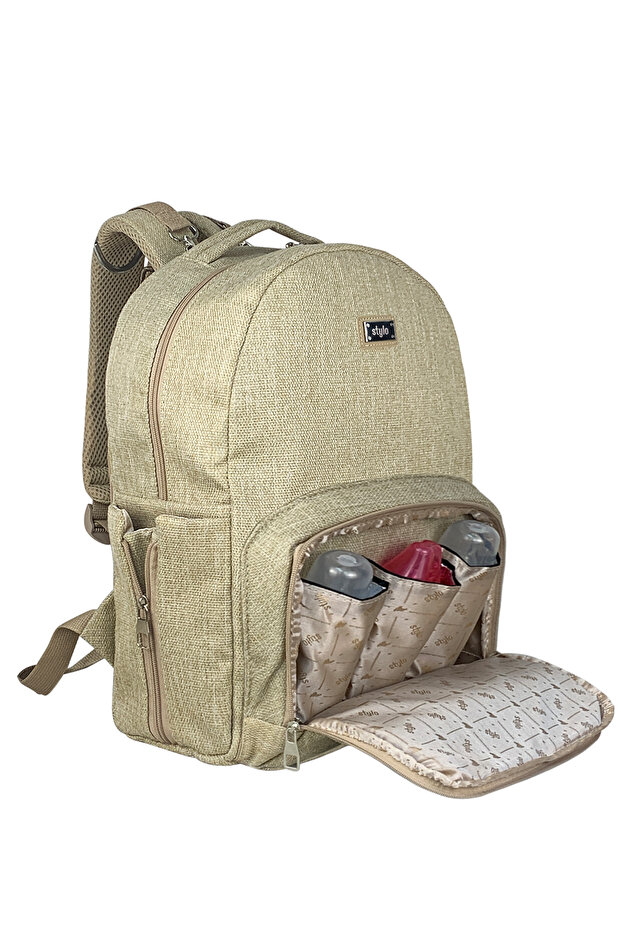 Duo Bej Backpack For Mothers Anne Bebek Bakım Sırt Çantası - 4