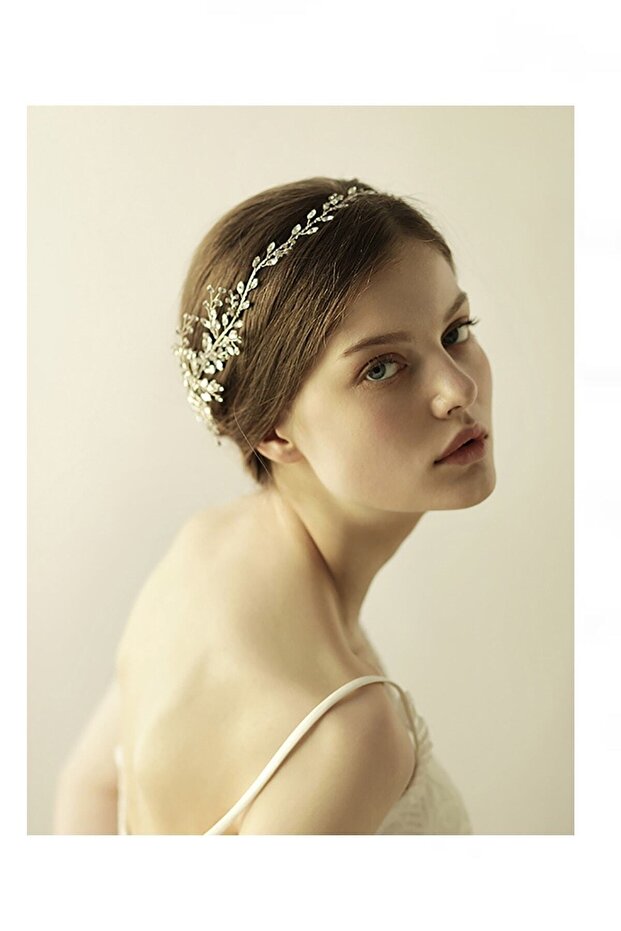 Yan Model, Crystal Pearl Bridal Hair Accessory, Bridal Crown Henna Crown Hair Accessory