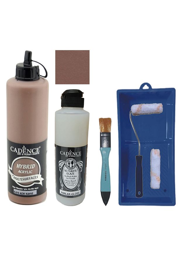 Mobilya Boyası-Cadence Multisurface H-019 A.Kahve 500Ml Ultimate Vernik Parlak 250Ml Saten Rulo Set - 1