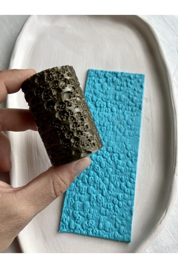 لفة نسيج بوليمر كلاي بنمط جمجمة / لفة نمط طين سيراميك - 2