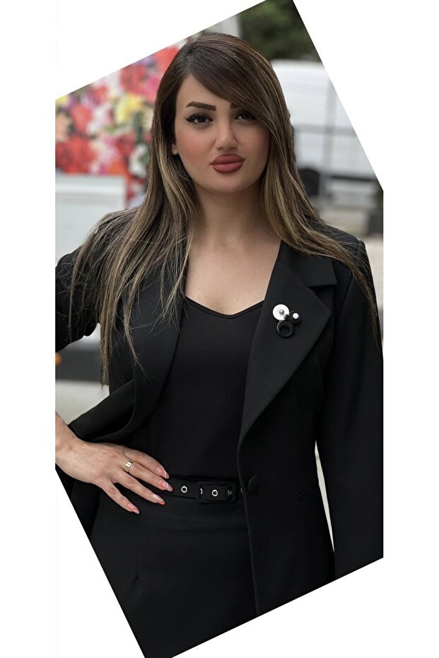 Single Button Jacket-Skirt Suit - 2