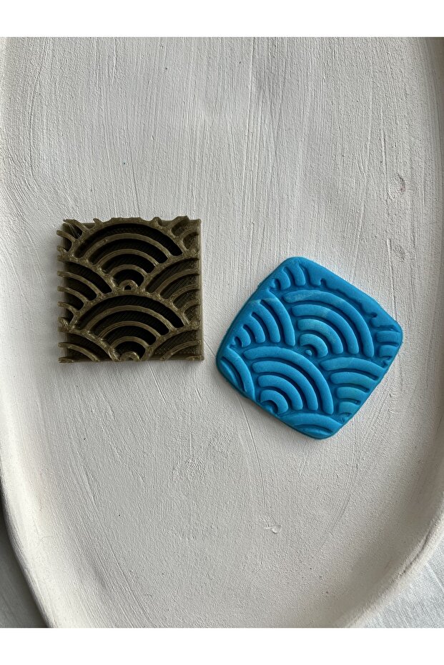 طين بوليمر بنمط هندسي / سيراميك / ختم كوكي - 1