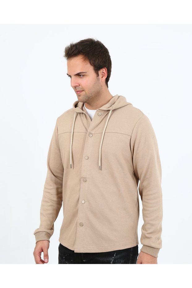 5502 NEW SEASON HOODED, FENCE DETAIL REGULAR FIT CARDIGAN