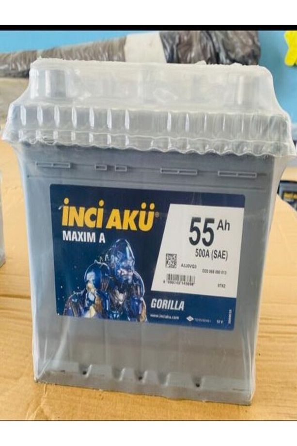 12 Volt 55 Amper Kare "Ters Kutup Baş" İnci Akü.!! Güncel-yeni Üretim.!! - 1