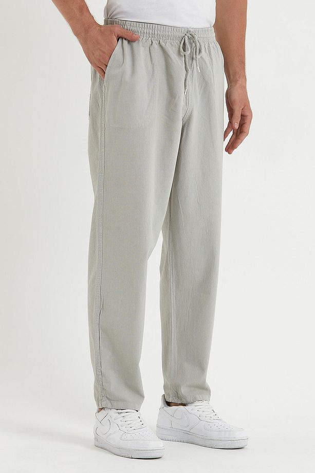 Erkek Gri Renk Basic Relaxed Fit Jogger Pantolon - 5