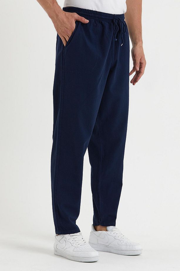 Erkek Lacivert Basic Relaxed Fit Jogger Pantolon - 5