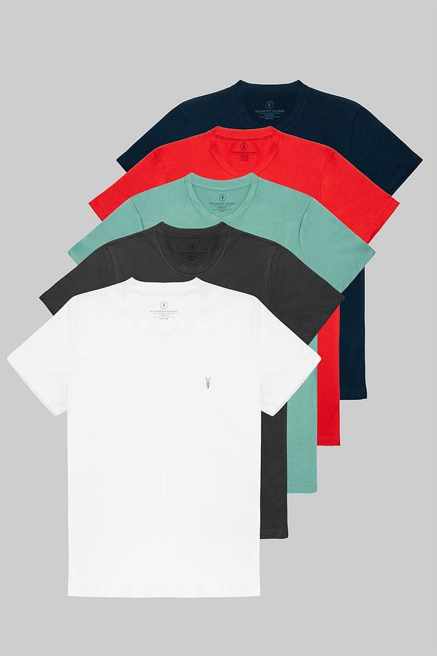 Erkek Bisiklet Yaka Basic 5-li Tshirt - 1