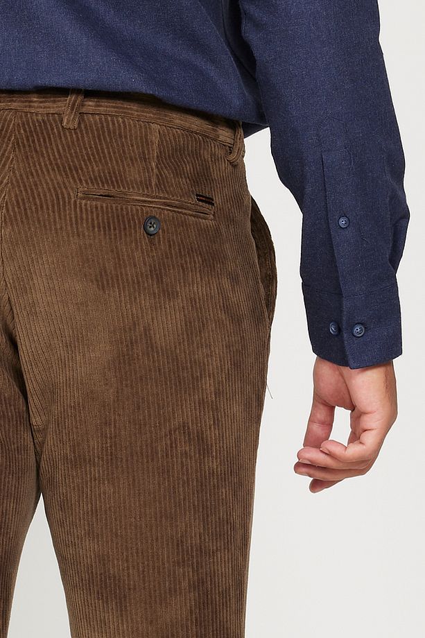 Erkek Haki Slim Fit Dar Kesim Beli Bağlamalı Pantolon - 6