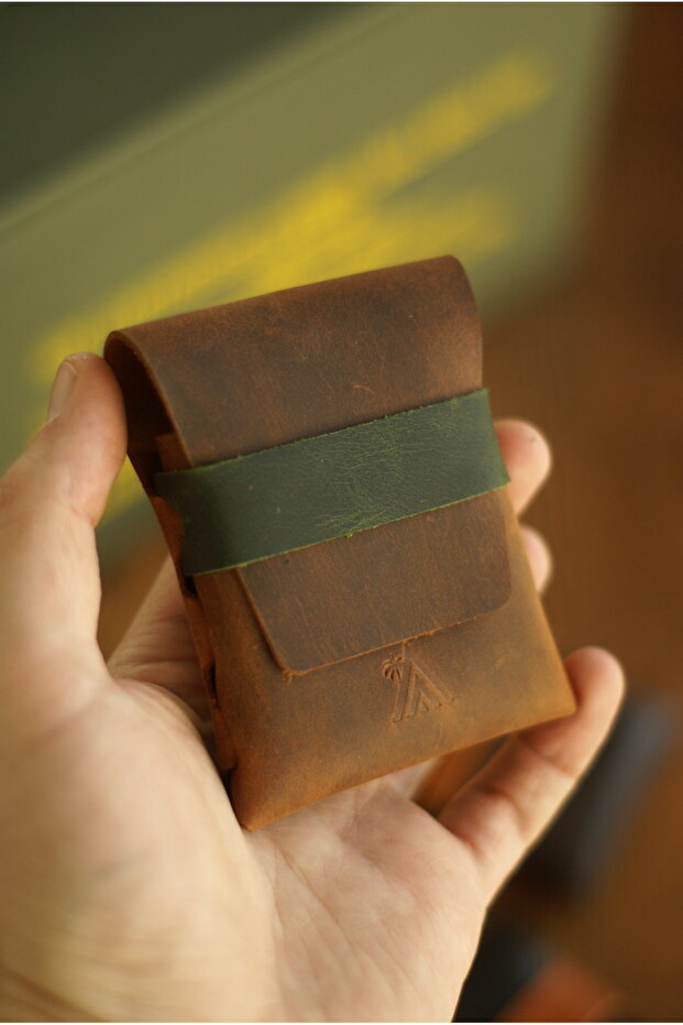 Genuine Leather Handmade Minimal Palm Card Holder Seamless - Color Options