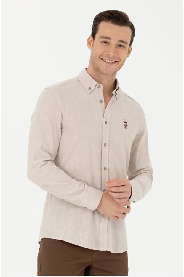 BASE. Polo Assn. Men's Long Sleeve Basic Shirt G081SZ004.000.1672287.VR014 TEKSPOR