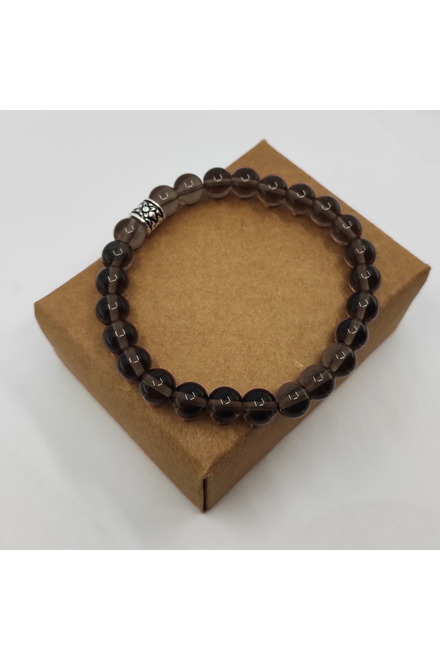8 MM Globe Cut Smokey Quartz Stone Natural Stone Energy Zodiac Adult Women Men Bracelet