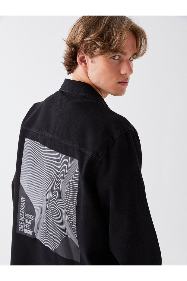 Standart Kalıp Erkek Jean Ceket - 5