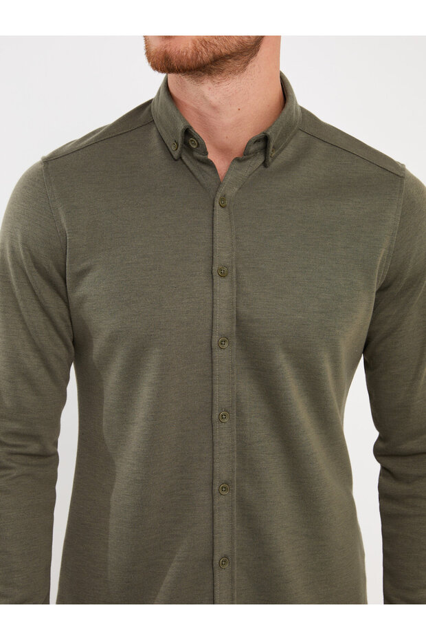 Férfi ing - Slim Fit, hosszú ujjú, Dobby - 4