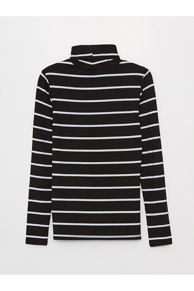 Turtleneck csíkos, hosszú ujjú női blúz - 7