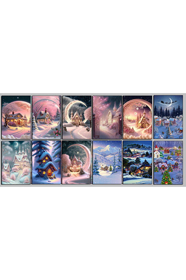 New Year Themed Postcard Set (12 Pieces 10x15 cm)