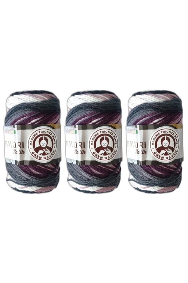 3 Adet Favori Batik El Örgü İpi 100 gr. 909 - 1
