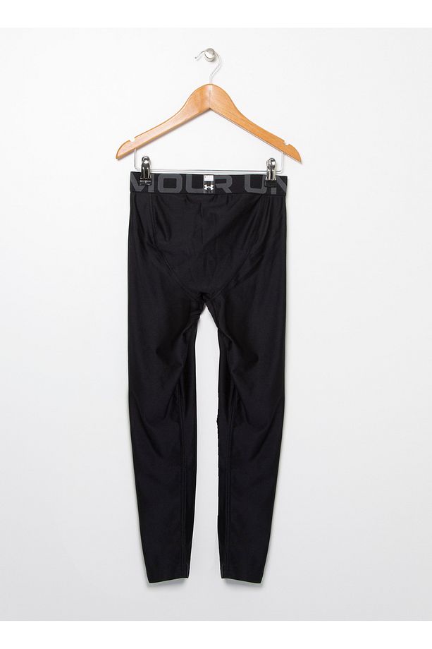 Siyah Erkek Çocuk Dar Paça Uzun Fitted Düz Tayt 1361738-001 UA HG Armour Leggings - 2