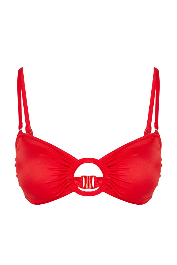 Kırmızı Straplez Aksesuarlı Bikini Üstü TBESS24BU00036 - 7