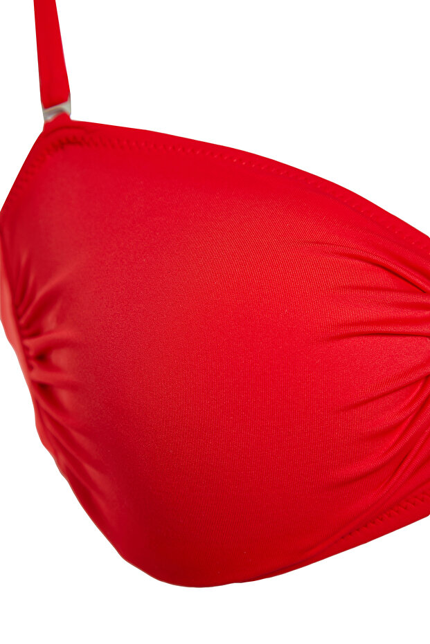 Kırmızı Straplez Aksesuarlı Bikini Üstü TBESS24BU00036 - 8
