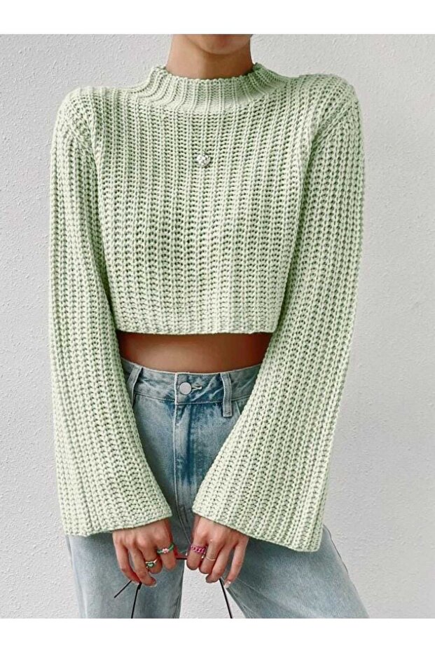 Crop Model İspanyol Kol Triko Kazak - 1