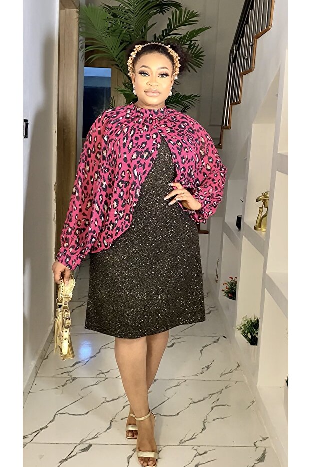 Simli elbise pembe - 1