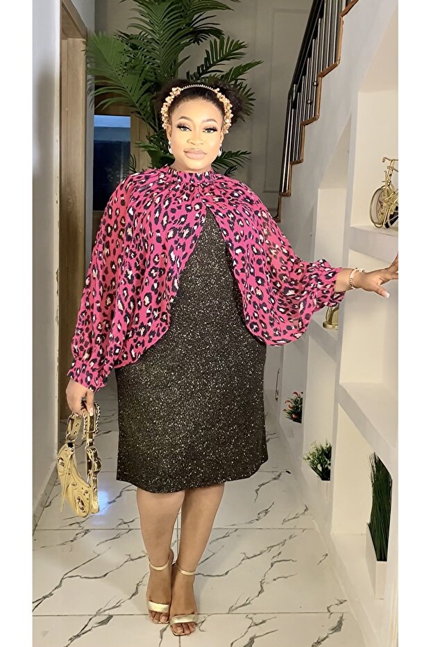 Simli elbise pembe - 2