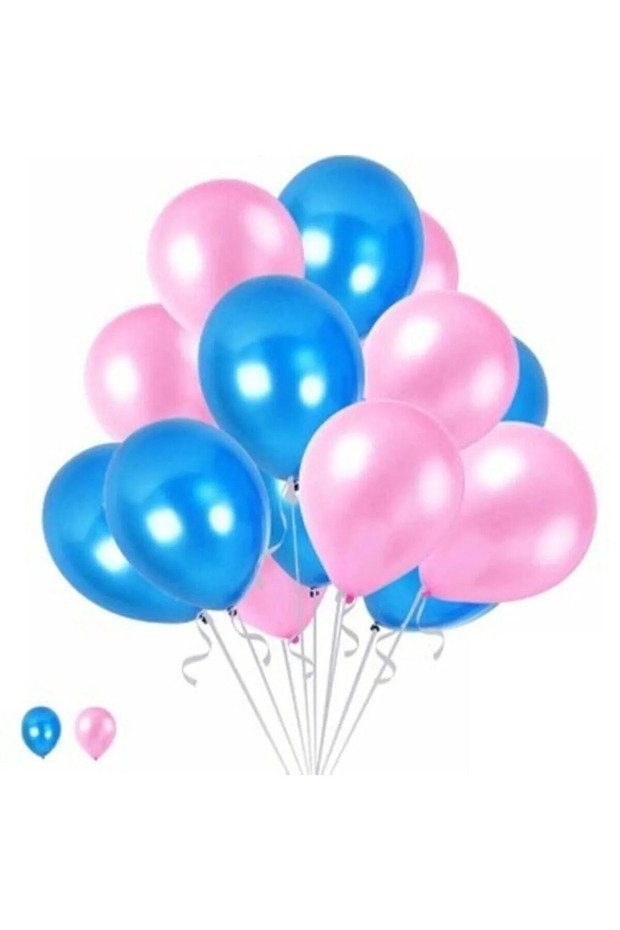 30 Metallic Pearlescent Shiny Pink and Blue Balloons