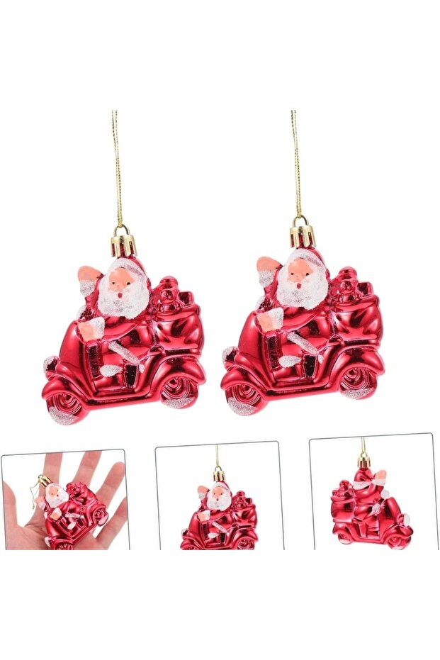 3 Pieces Biker Santa Claus Pine Tree Ornament Party Christmas Tree Decorations