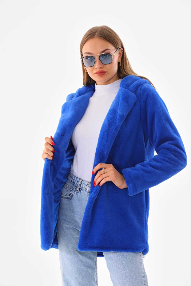 سترة بغطاء للرأس من فرو الأرنب - 5