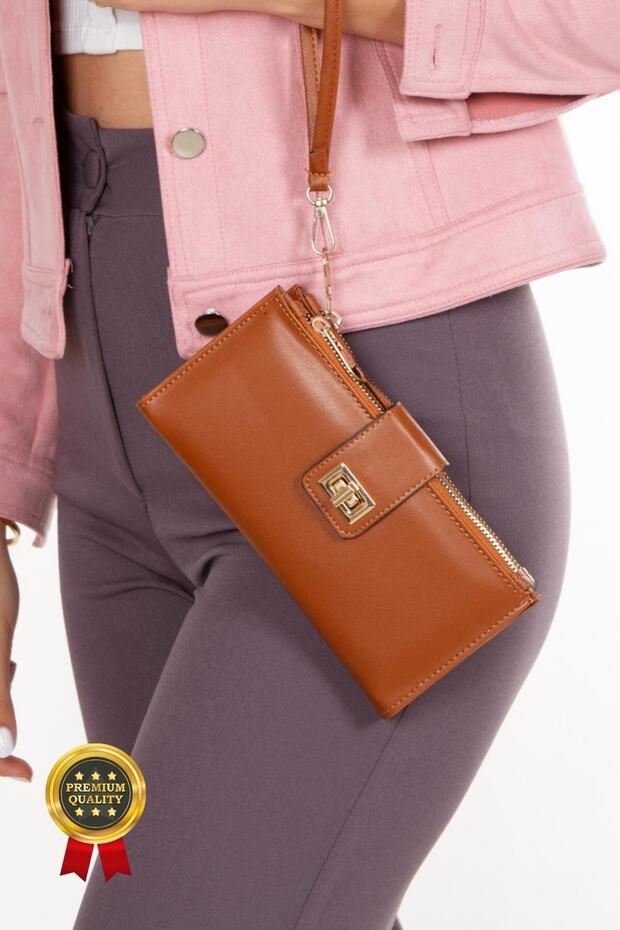 Női Venesia telefonpapír érmetartó kártyatartó pénztárca zárható csuklópánttal, portfóliós pénztárca - 1