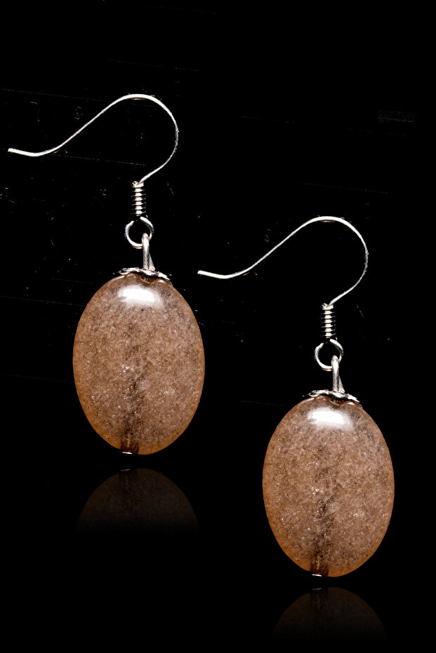 Certified Oval Cut Smoky Quartz Stone Earrings