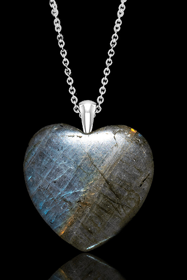 Certified Heart Cut Labradorite Stone Necklace
